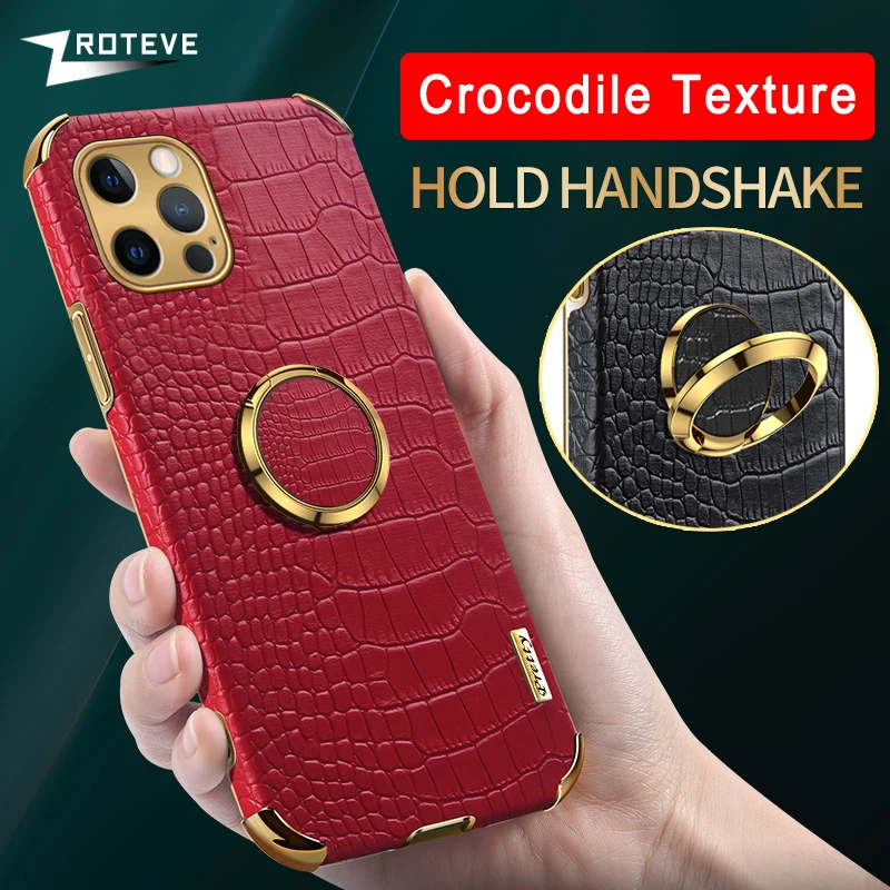 

Чехол для iPhone13, Обложка с крокодиловым узором, кожаный чехол с кольцом для iPhone 13, 12, 11, 14, Pro Max, Mini, X, XS, XR, 7, 8 Plus, SE, 2, 3, чехлы