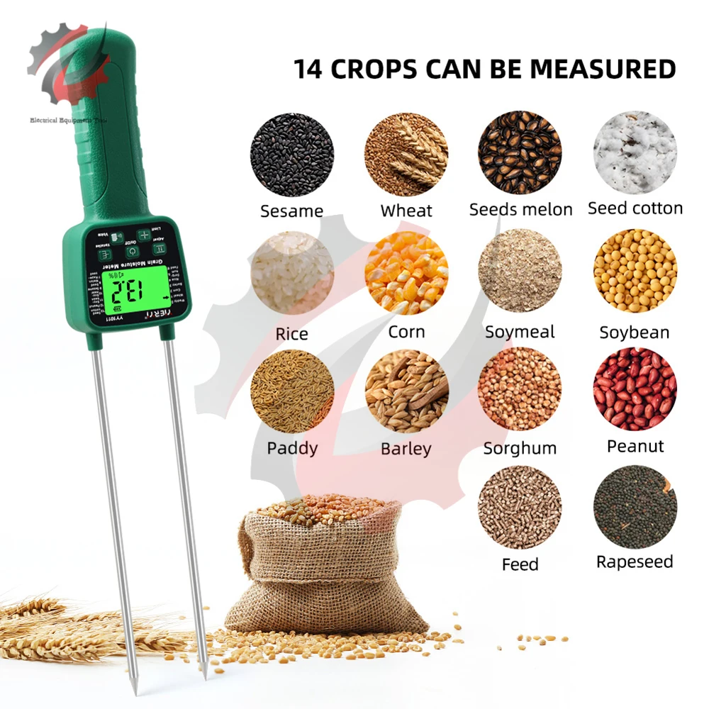 

Digital Cereal Hygrometer Grain Moisture Meter Metal Probe High Sensitivity Sensors LCD Humidity Tester For Corn Rice Wheat Bean