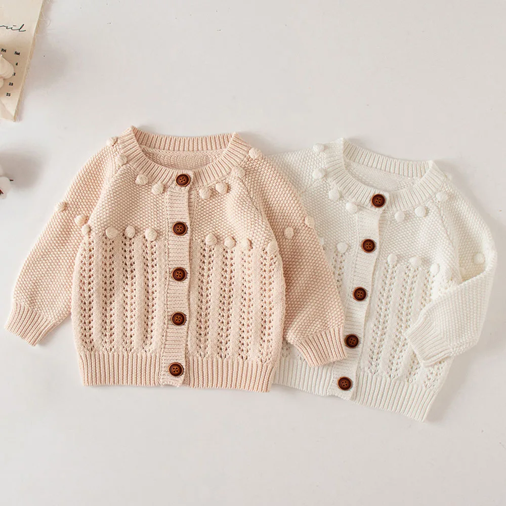

2022 New Style Toddler Baby Boys Girls Solid Color Coat Infant Baby Spring Autumn Knitted Cardigan Baby Boys Long Sleeves Coat