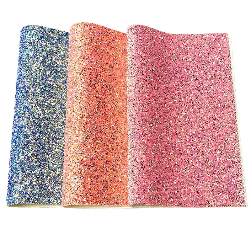 

20x30cm Roll Red Gold Blue Plain Dyed Chunky Glitter Fabric Leather for Bows Earring Home Decoration Bag DIY 4PCS