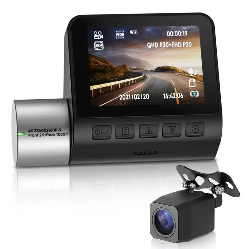 

Видеорегистратор V50, автомобильная камера с двумя объективами, 4K G, Wi-Fi, передняя и задняя камеры