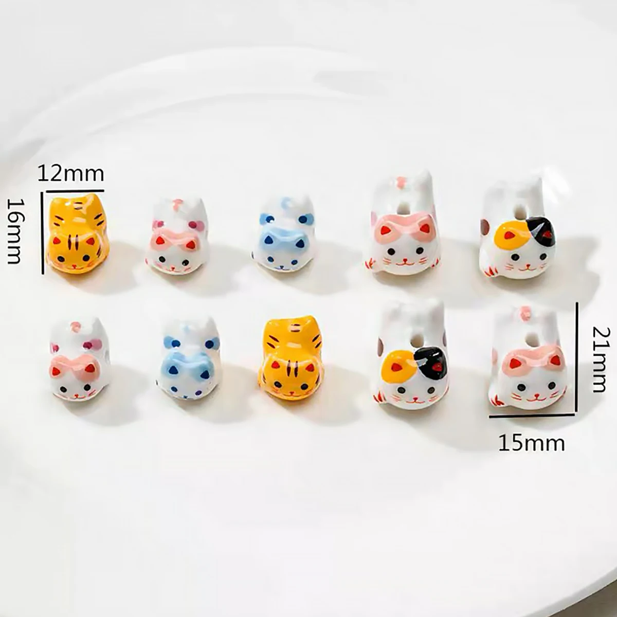 15x21mm Vertical Hole Lucky Cat Animal Anime Ceramic Beads For Jewelry Making DIY Bracelets Earrings Necklace Porcelain Bead
