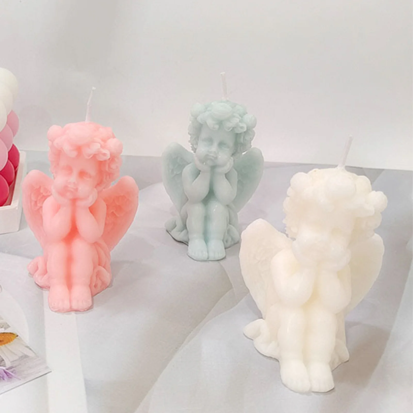 

3D Ангел, искусственная Ароматизированная Свеча для домашнего декора, искусственная свеча, милая восковая свеча, праздничные подарки, Пряма...