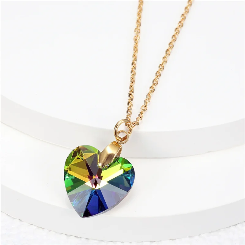 

Fashion Luxury Heart-Shaped Crystal Stainless Steel Necklace Wedding Women's Pendant Necklace Jewelry Accessories