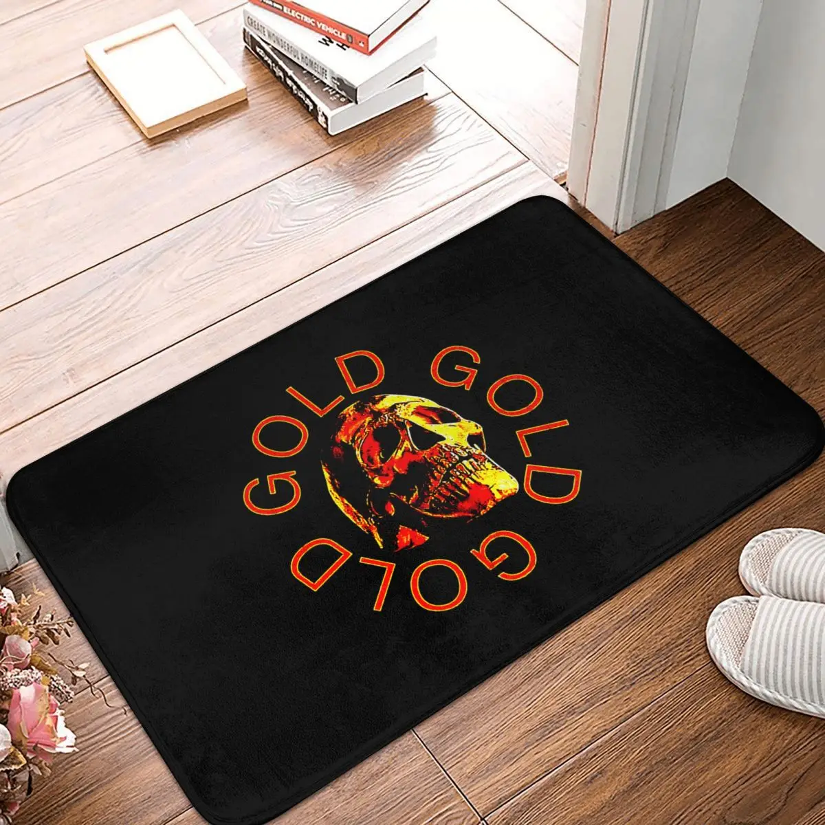 

Golden Skull Bath Non-Slip Carpet Black Sails Living Room Mat Entrance Door Doormat Home Decoration Rug