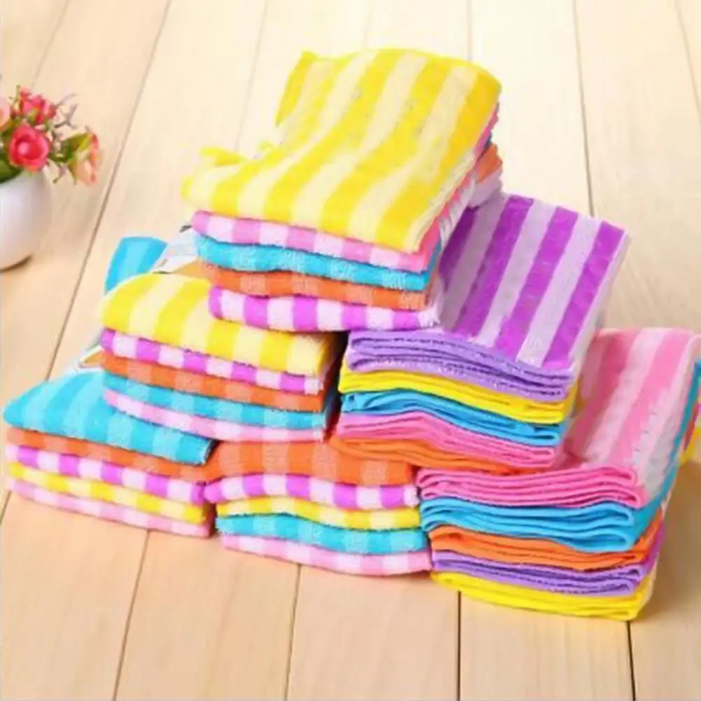 

Bathroom Accessories 5Pcs Household Striped Washcloth Eco-friendly Dish Rag Cleaning for Home