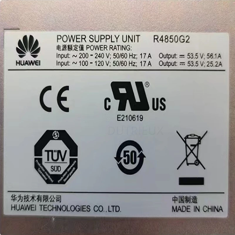 R4850G6 or R4850G2 1U 3000W High Efficiency Rectifier for HUAWEI  power module for MA5680T 53.5V50A R4850N2 N6 S1 R4830 R4875 G1