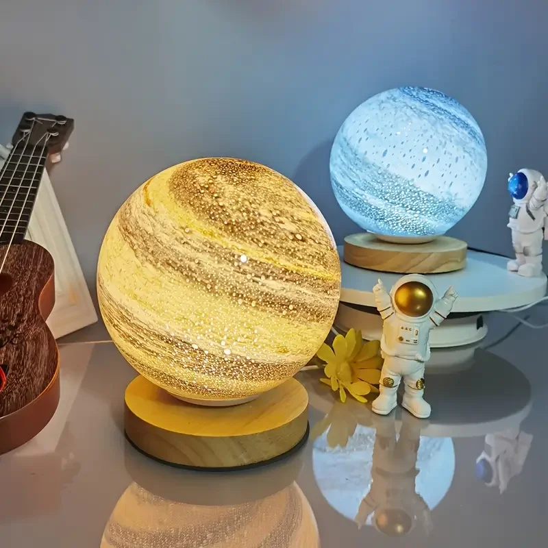 

HMTX 1pc Glass Planet Light, Night Light, Starry Sky Light, Bedside Table Lamp, Bedroom Ambient Light For Sleeping, Small Table
