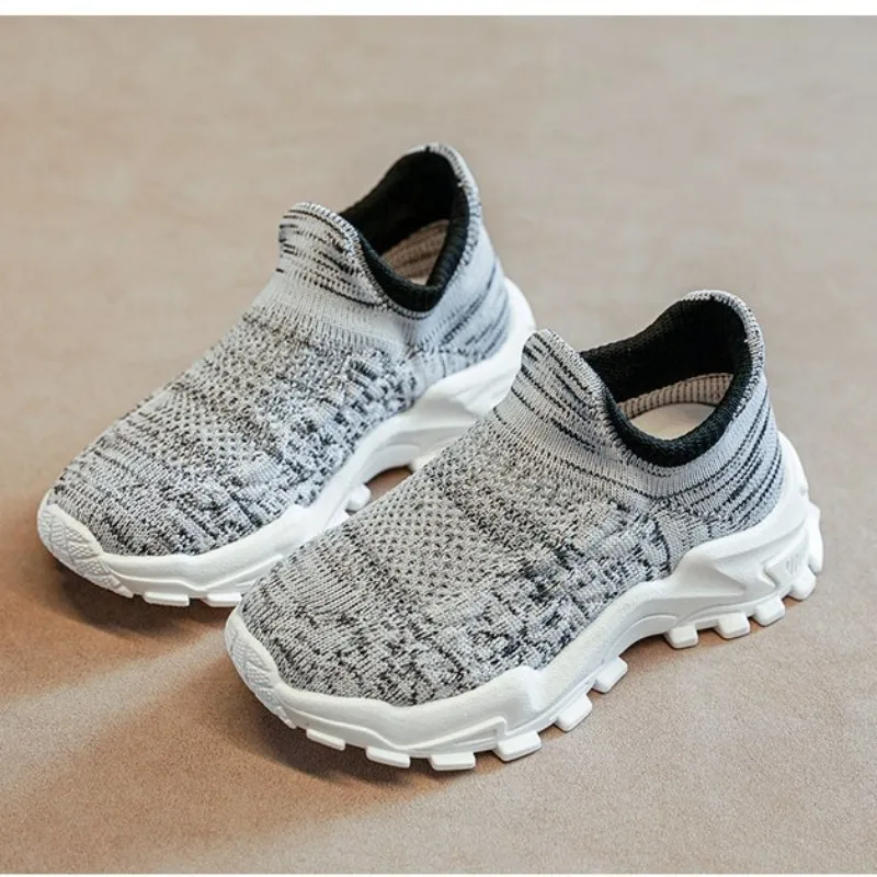 Children's Casual Shoes Girls' Knitting Breathable Mesh Outdoor Running Shoes Boys' Anti-Skid Fashionable Tennis Outdoor Shoes