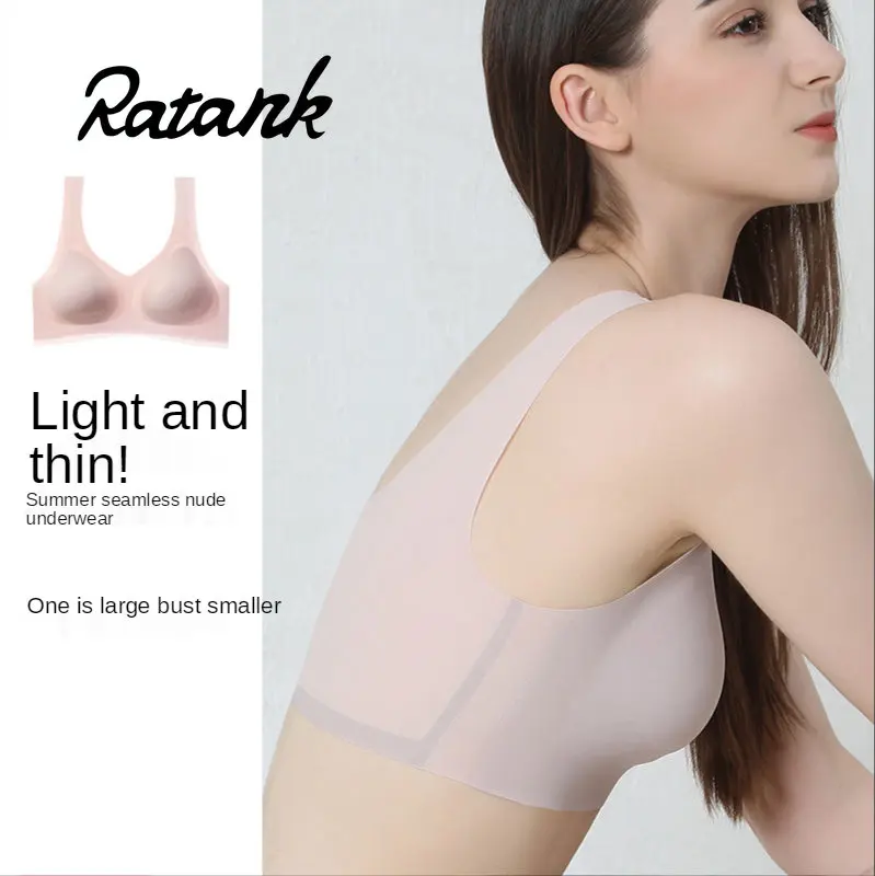 

Ratank Ultra-thin Underwear Women's Thin Big Breasts Small Seamless Bra Women Gathered No Steel Ring Nude Beauty Vest Bra