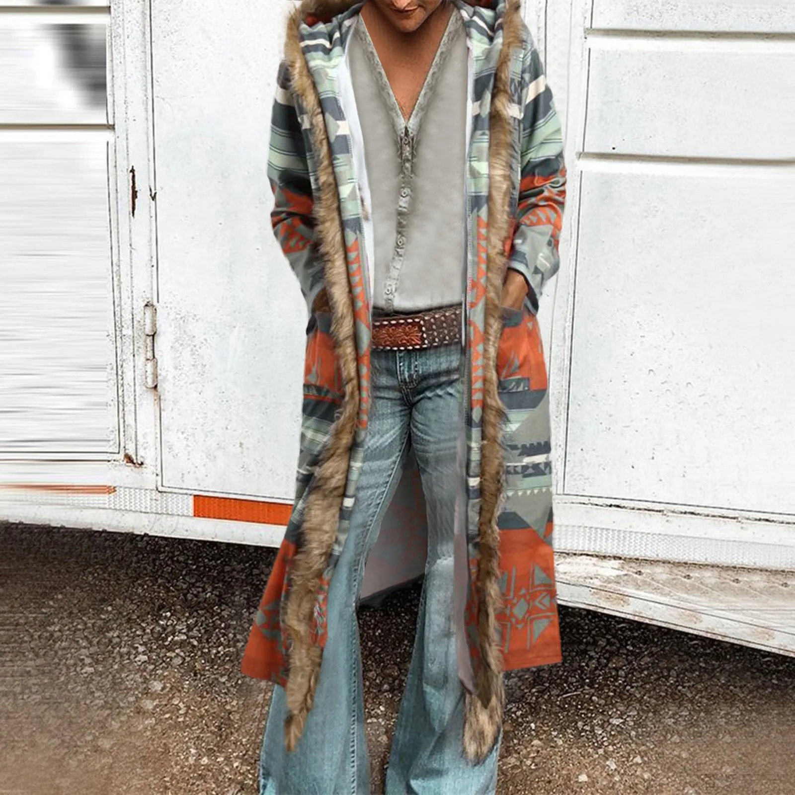 

2023 модное шерстяное пальто с капюшоном, Женское пальто, женское осенне-зимнее теплое Элегантное длинное пальто с длинным рукавом и принтом, женская верхняя одежда