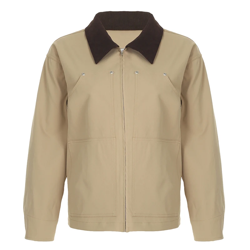 IAMHOTTY куртка-карго с большими карманами женская контрастного цвета отложным