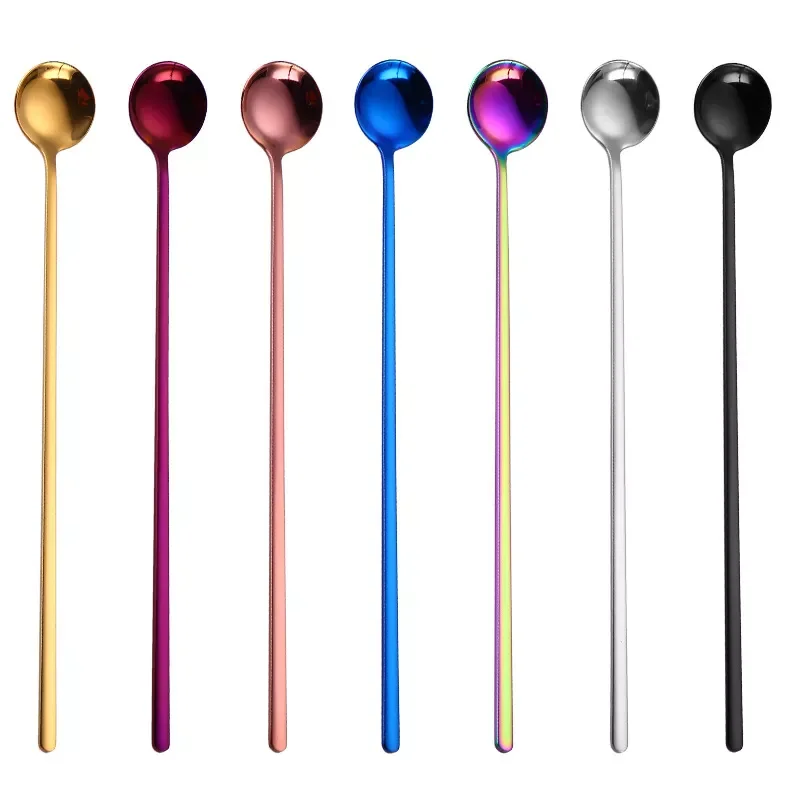 

New in Steel Coffee Spoon Milk Frother Long Handle Ice Cream Spoon Dessert Tea Spoon For Picnic Drinkware Tableware Wholesale ch