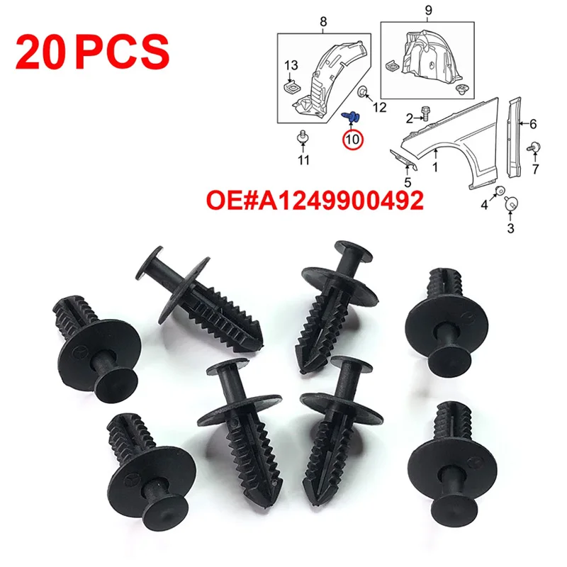 

A1249900492 Крышка бампера, вкладыш крыла, фиксатор нажимного типа для Mercedes-Benz, зажимы для отделки брызговиков, фиксированный зажим, заклепка для решетки