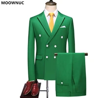 2022 spring and autumn new mens slassic pure color suit two piece business casual double breasted large size high quality suit