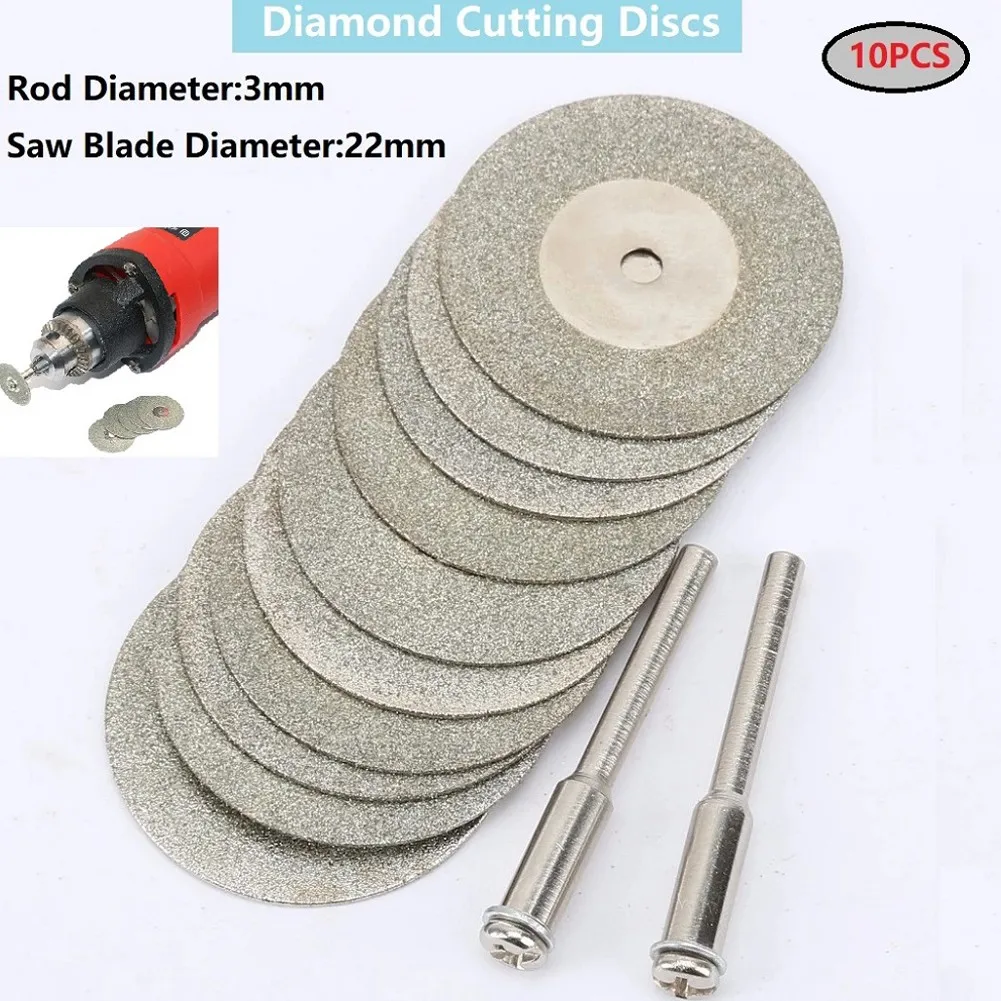 

10Pcs 22mm Diamond Cutting Disc Circular Saw Blade Grinding Wheel With 2 Connecting Rod For SDremel Rotary Tool