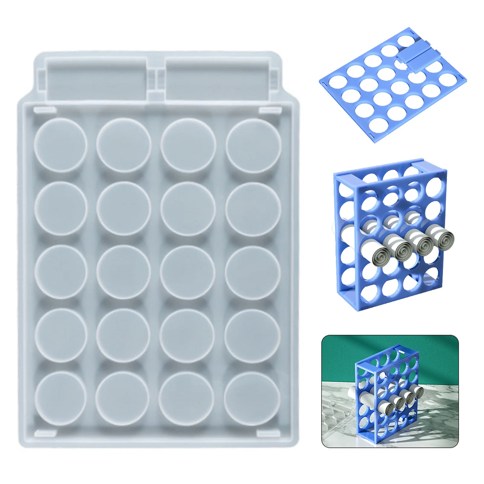 

20 Holes Vinyl Roll Storage Rack Silicone Mold DIY Calligraphy and Painting Bracket Casting Epoxy Resin Mold