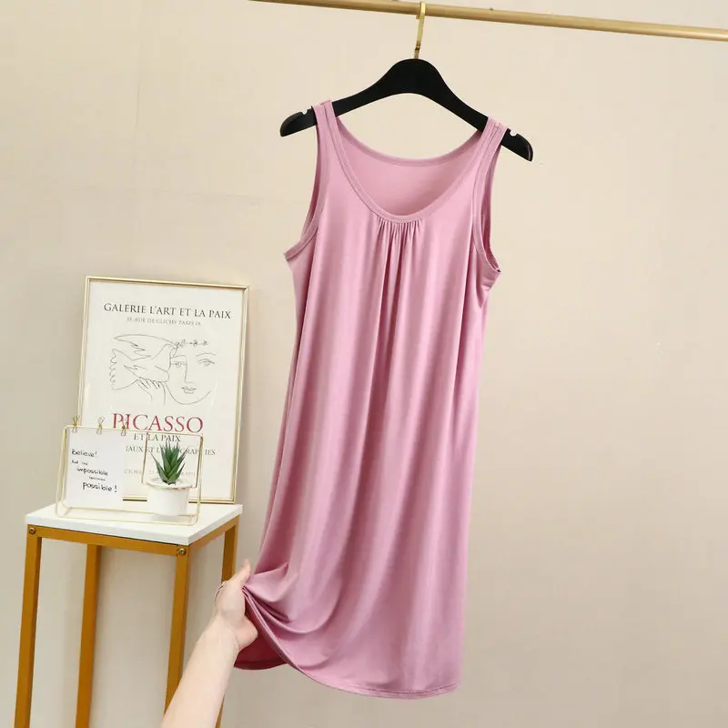 Modal Dress For Women Summer Large Size Sleeveless Underskirt Nightgown Dress Loose Casual Vest Inner Petticoat Slips Dress 6XL