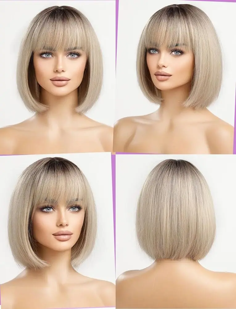 Короткий синтетический парик светлый прямой термостойкий модный натуральный