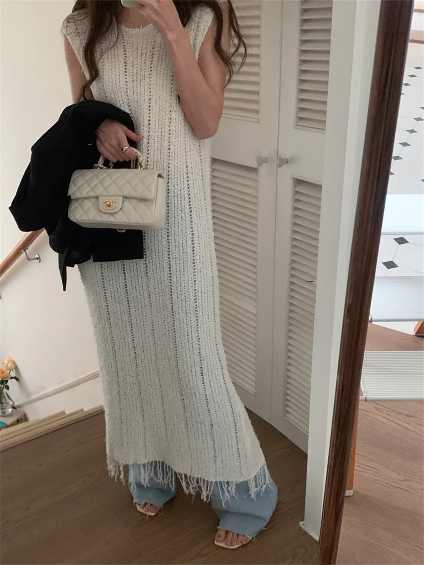 Женское прямое платье с бахромой Alien Kitty стильное мягкое трикотажное облегающее