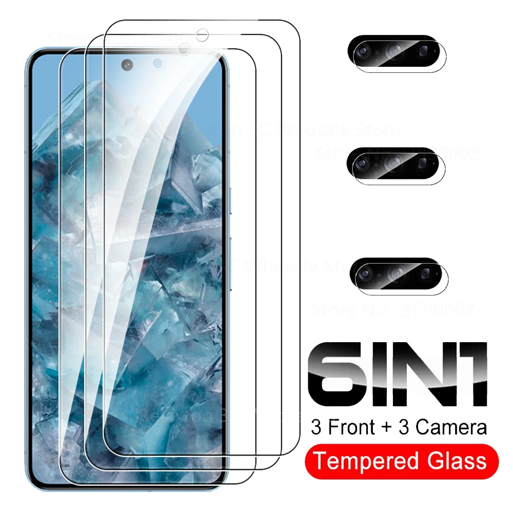 

6in1 Tempered Glass & Camera Lens Film Screen Protectors For Google Pixel 8 Pro 8Pro Pixel8 Pixel8Pro 5G 2023 Protective Glass