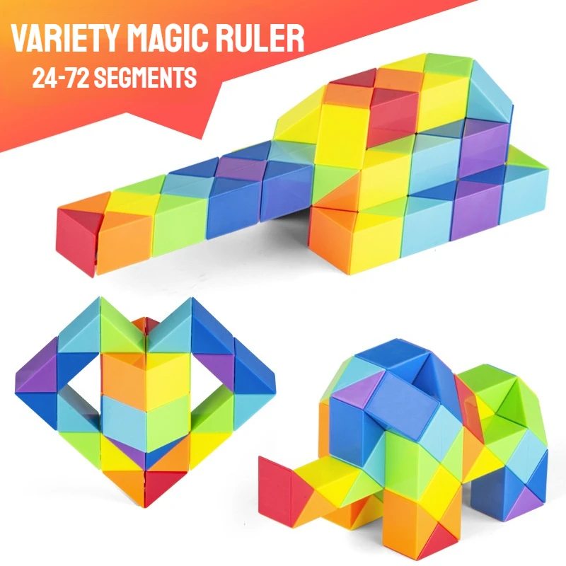 

3D Волшебная линейка твист пазл-змея образовательные игрушки для детей фиджет декомпрессионный разноцветный куб бриллианты 24-72 сегмента