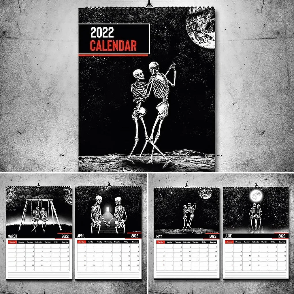 

2022 Wall Pendant Calendar with Punk Artwork Anniversary New Year Gift Indoor Decoration Family Party Favor Dorm