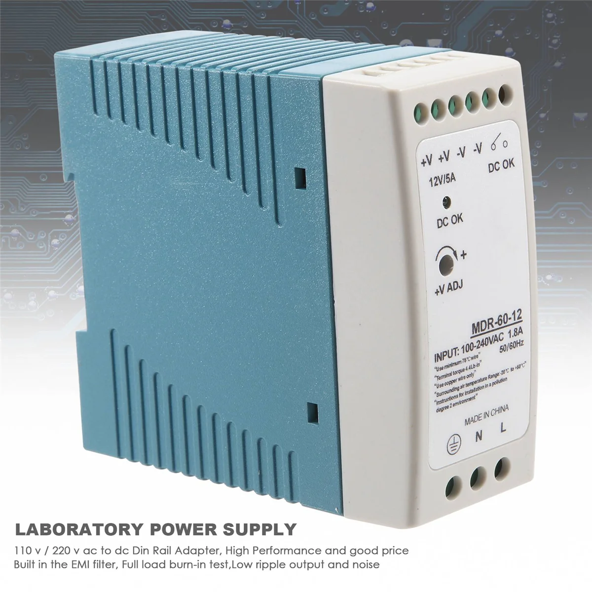 MDR-60 12 В 60 Вт источник питания на DIN-рейку ac-dc регулятор напряжения 110 220