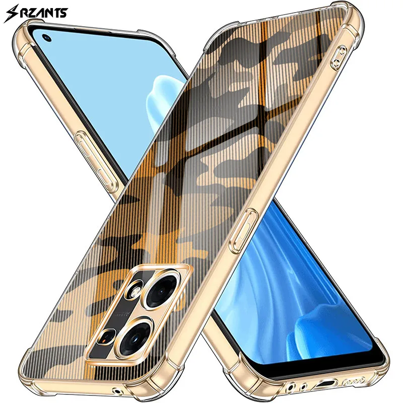 

Rzants Shockproof Silicone Soft Camouflage Case For OPPO Reno 7 Reno 8 F21 Pro 4G Ultra Thin Clear Back Cover Airbag
