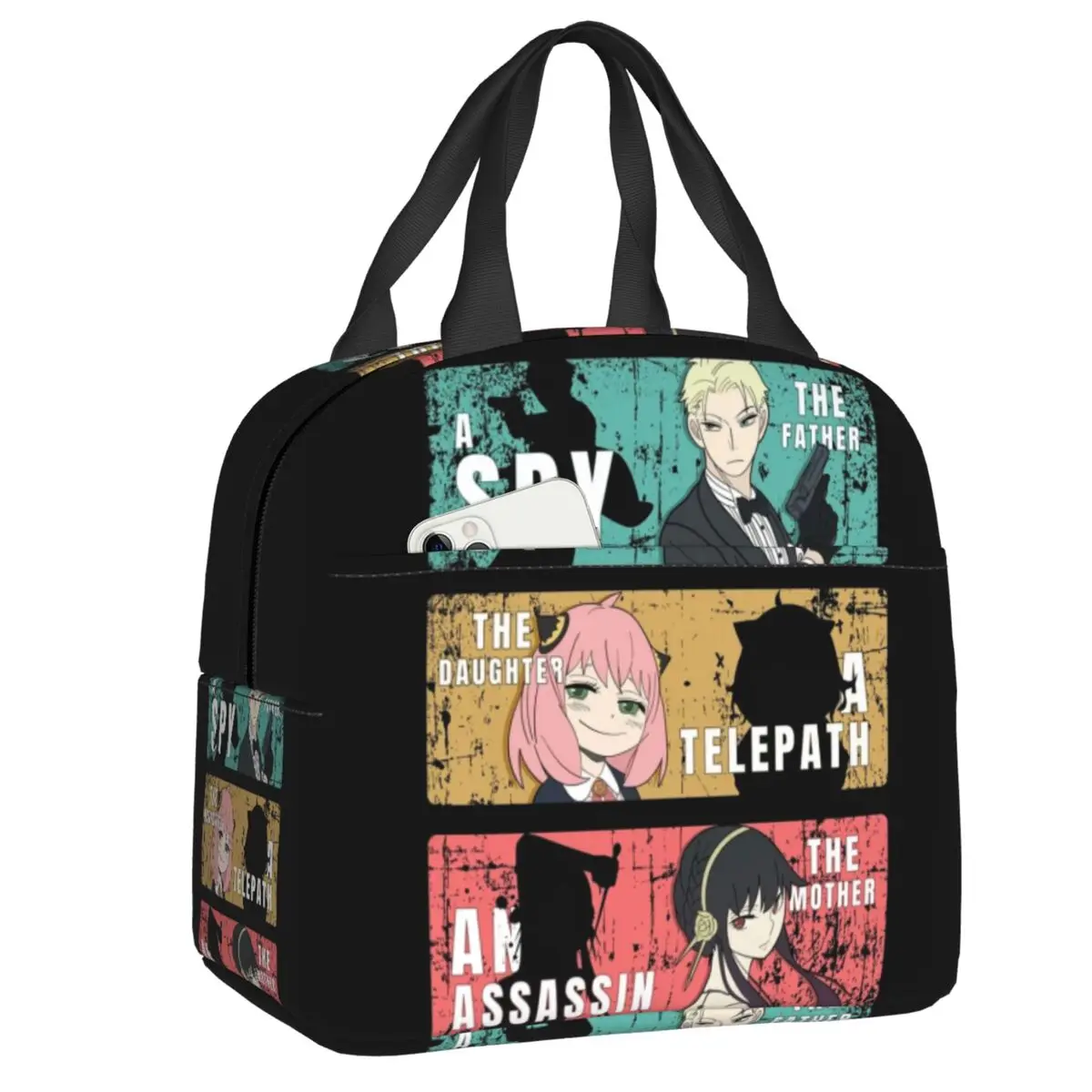 Spy X Family Loid Forger Anya Manga Anime Thermal Insulated Lunch Bag Lunch Tote for Work School Travel Multifunction Food Box