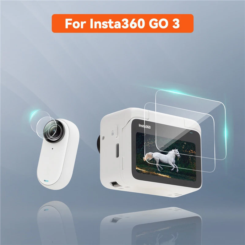

Camera Lens Screen Protector Set for Insta360 GO3 Action Camera Anti-Scrach Tempered Glasses Cover Protective Film Accessories