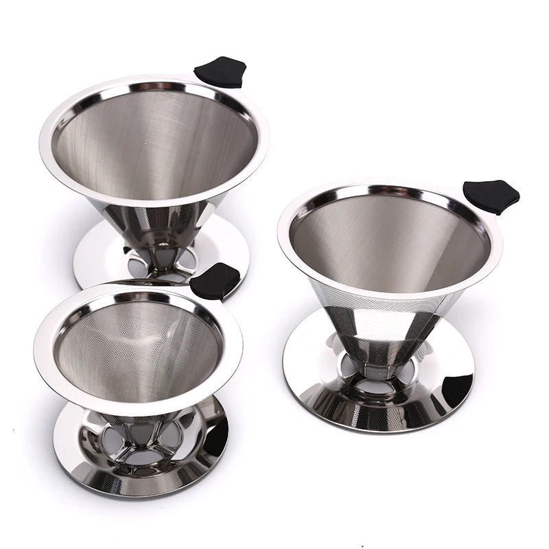 

1PC Stainless Steel Reusable Coffee Filter Holder Pour Over Mesh Tea Dripper Cup Coffee Dripper With Stand Holder