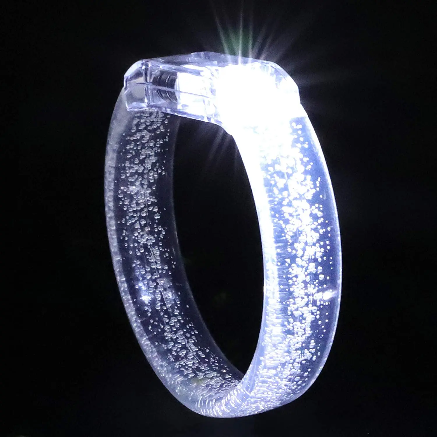 

24pcs Clear White Glow Wristbands LED Light up Bracelets Party Favors Toys Supplies for Birthday Halloween Carnivals Parties
