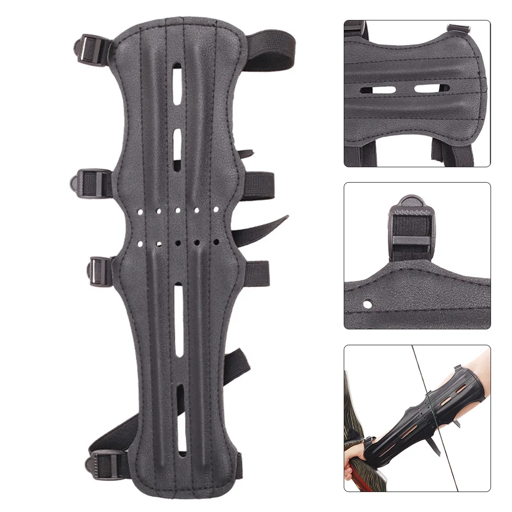 

Длинный кожаный нарукавник для лука и стрелы, оборудование для стрельбы из лука, удлиненный нарукавник с отверстиями, кожаное Защитное снаряжение 30x13 см