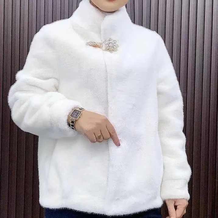 2022 New Winter Faux Fur Coat Famale Clothing High Quality Casual Loose Thick Warm Mink Fur Jacket Women White Black Top Parkas