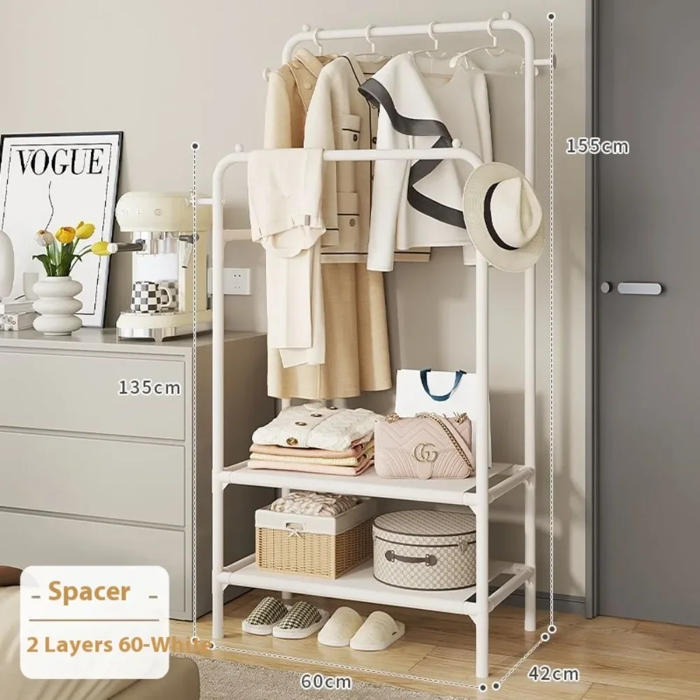 Напольная вешалка для одежды стойка утолщенная двойная съемная тележка хранения