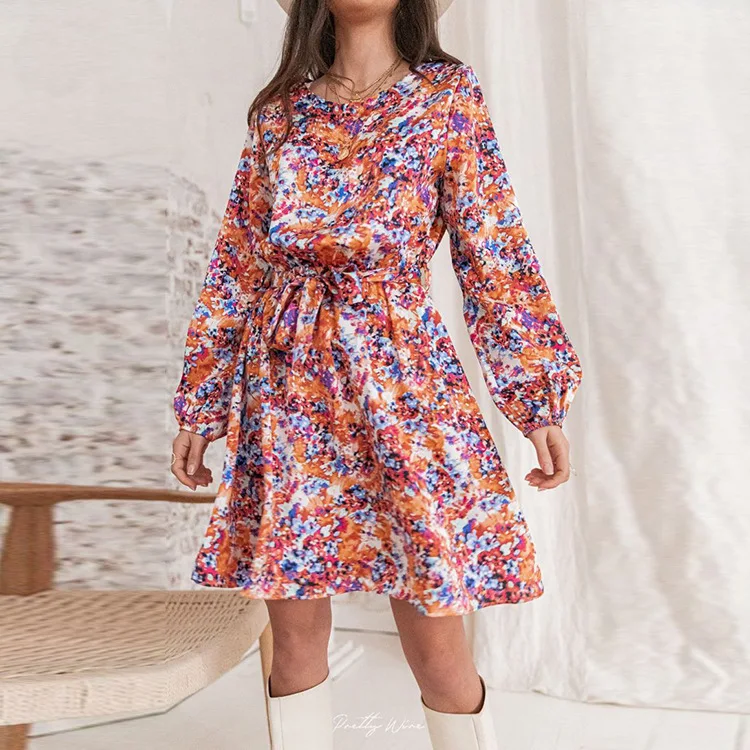 

2022 summer temperament senior medium length floral skirt