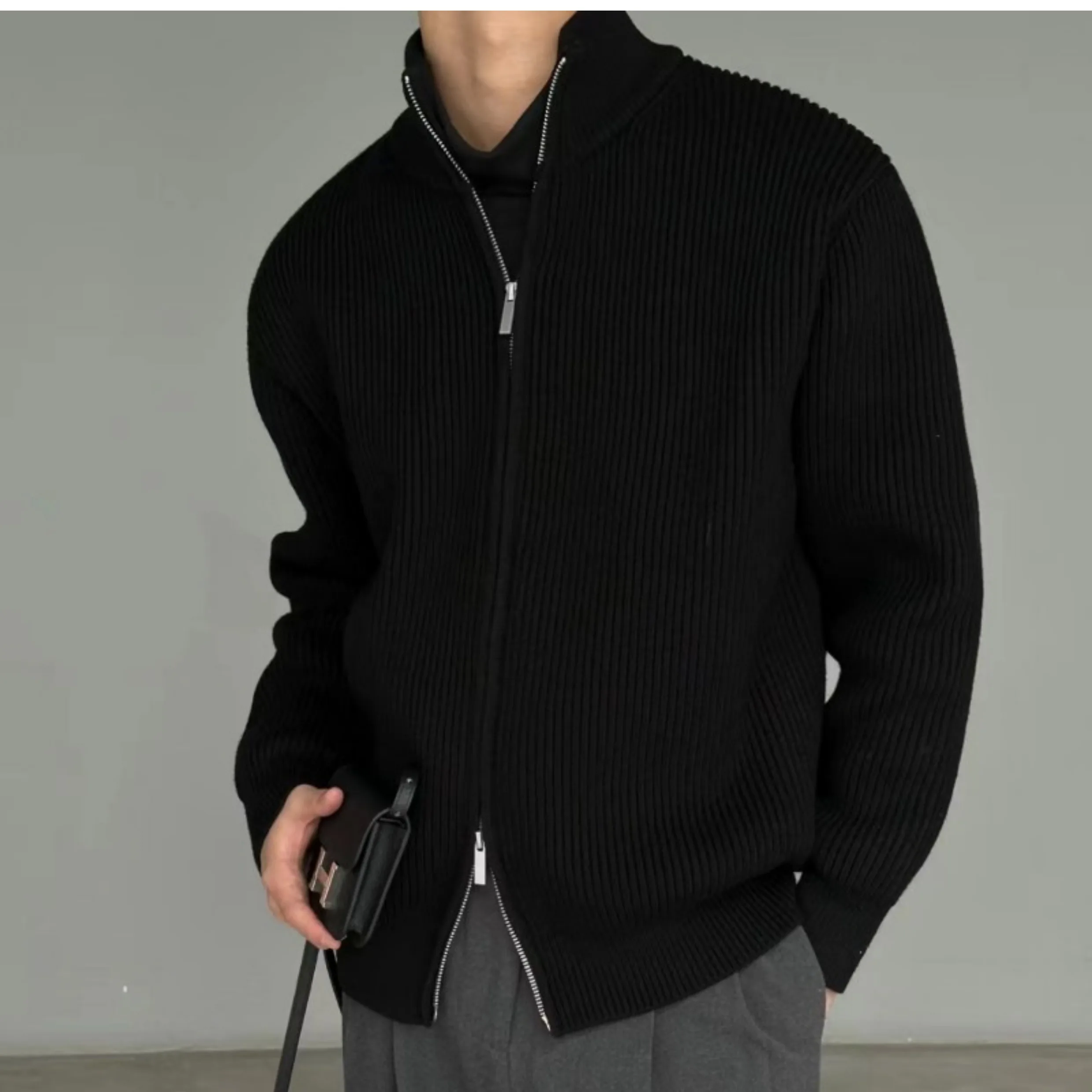 

Margiela Style Spring And Fall Pullover Turtleneck Wool Jacket Men Mm6 Knitted Sweater Women Unisex Zipper Cardigan