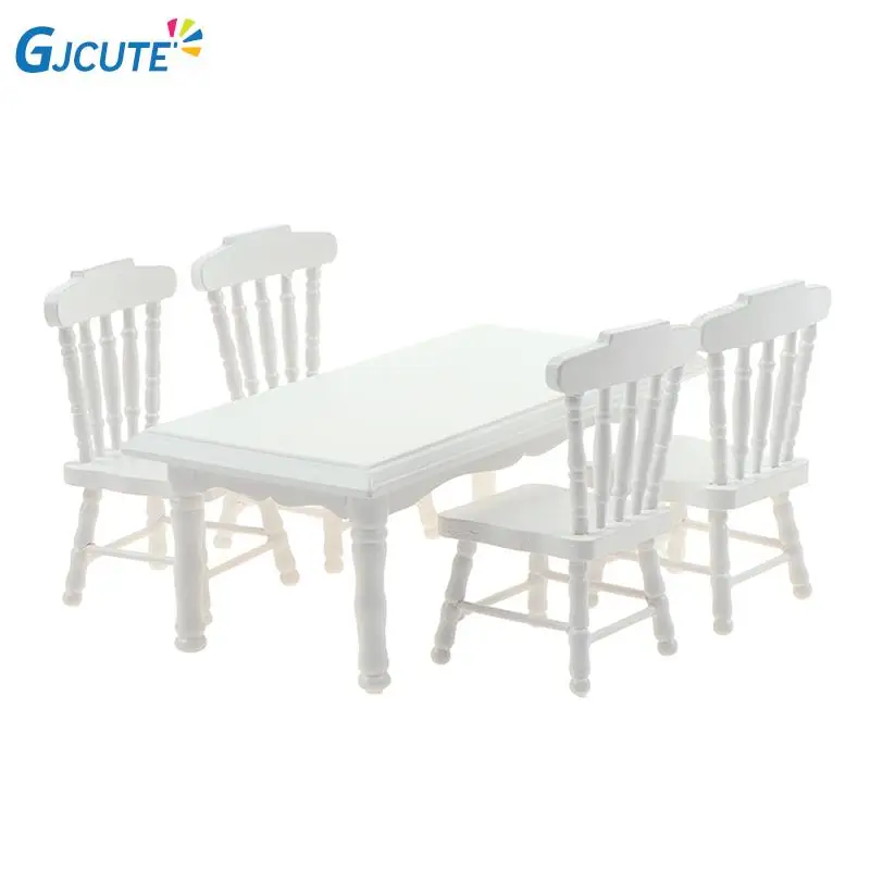 

Деревянный Мини-стол и стулья 1:12, украшение для кукольного домика «сделай сам», модель стола и стула, настольная мебель, игрушки, столы для к...