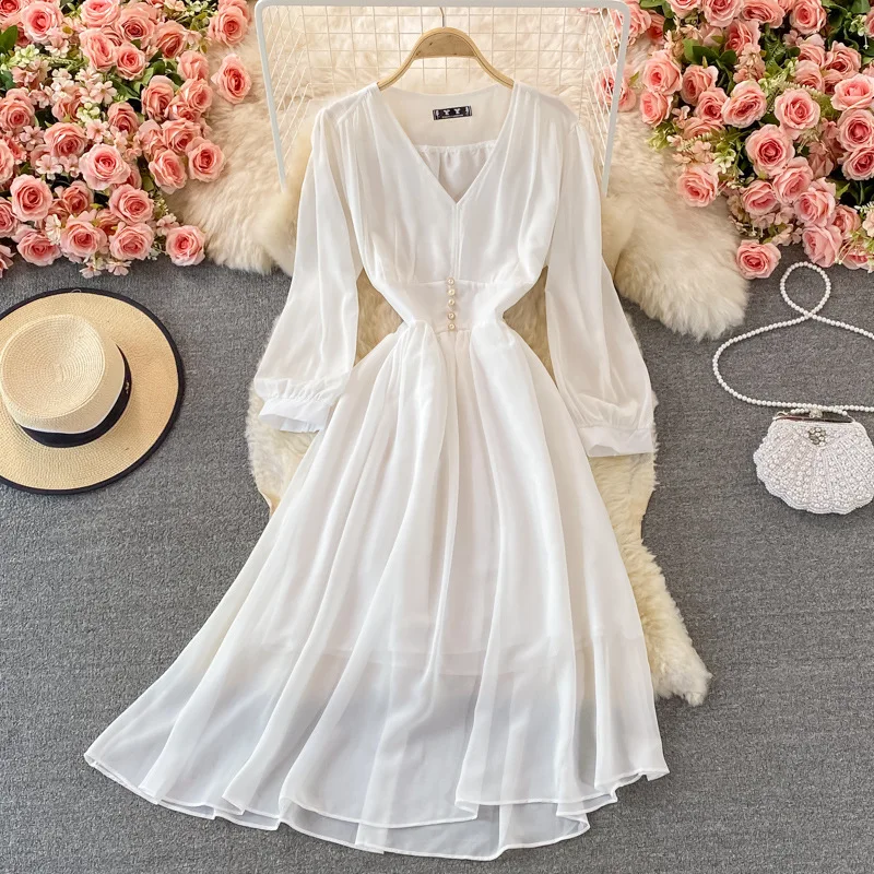 

Autumn Gentle Wind Swing Long Skirt V-Neck Maternity Dress one