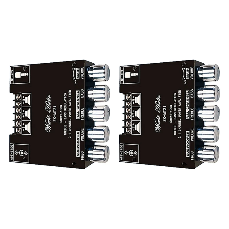 

2X ZK-MT21 2,1-Channel BT5.0 + AUX цифровой усилитель мощности, плата модуля TPA3116 50Wx2 + 100 Вт, высокая мощность
