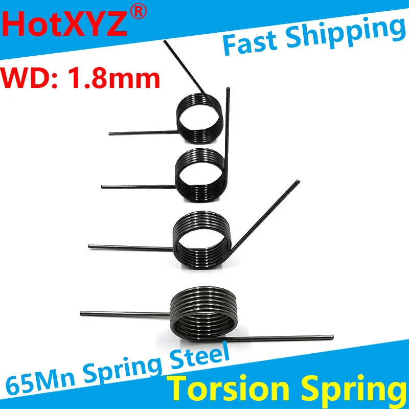 

HotXYZ 65Mn Steel Helicaltorsio Ring Wire Diameter 1.8mm V-Shaped Helical Torsion Spring Angle 60 90 120 180 Degrees 10Pieces