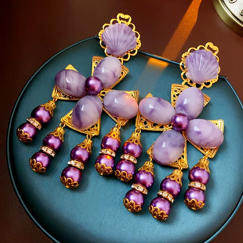 Женские винтажные серьги с перламутровыми жемчужинами