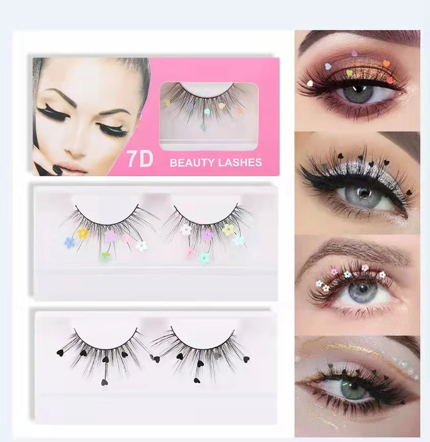 

A Pair Fashion Glitter Natural False Eyelashes Exaggerated Nightclub Fake Eyelash Full Strip False Lasshes Makeup Tool