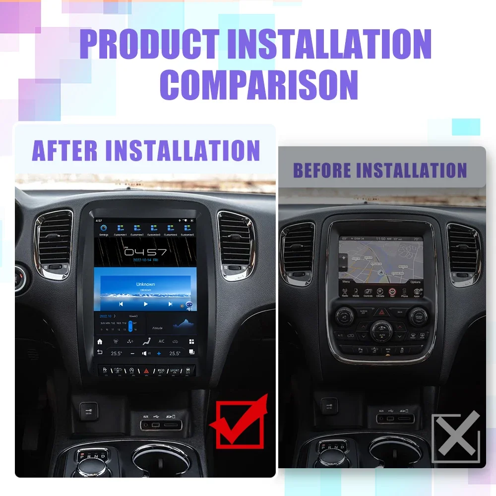 

Android 11 Car RadioFor Dodge Durango 2014 2015 2016 GPS Navigation Vertical Tesla Style Tape Recorder Multimedia Player