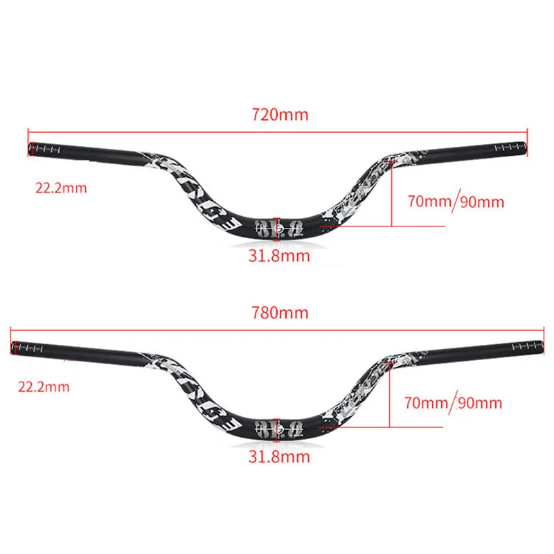 LUNJE MTB Bicycle Handlebar XC/DH Racing Bike Rise Handlebar Aluminum Alloy Bent Bar Road Bike Handlebar 31.8mm*720mm/780mm