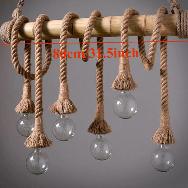 

Креативная подвесная лампа из бамбуковой трубки, 6 головок, ретро-индивидуальная бамбуковая пеньковая веревка, тканый подвесной светильник, ресторан, бар, стол, декор для кафе