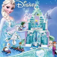 disney frozen blocks castle assembly toy girls princess elsa dream villa children educational birthday gifts toys building block