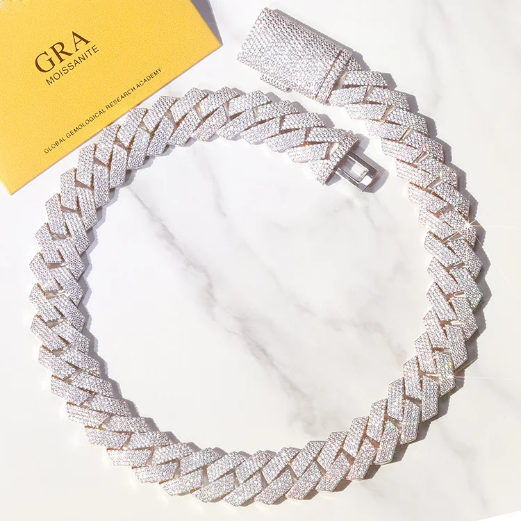 Тяжелая 4-рядная цепь из кубинской цепи шириной 20 мм 925 дюйма цельное серебро