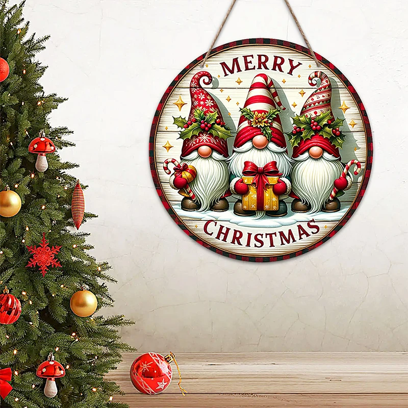 2D С Рождеством Карлик Деревянный Знак Рождественская Конфета Трость Подарочная